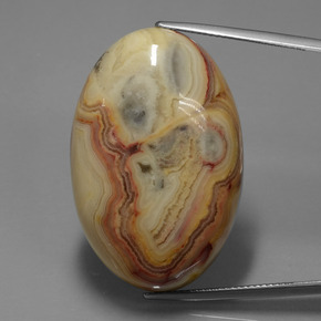 58.43캐럿 천연 멀티컬러 재스퍼, 타원형 컷, 35.3×23.3 mm, 불투명체