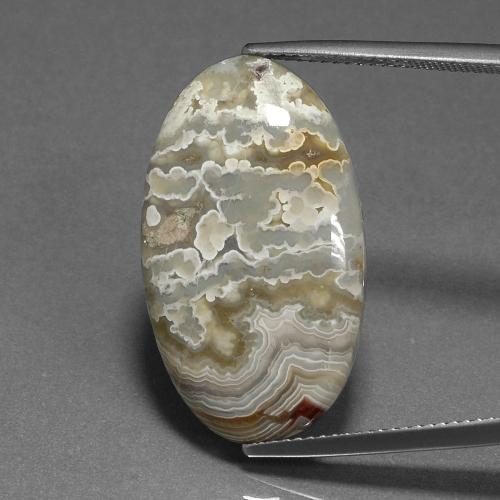 18.21캐럿 천연 멀티컬러 재스퍼, 타원형 컷, 27×15.6 mm, 불투명체