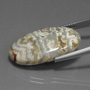 18.21캐럿 천연 멀티컬러 재스퍼, 타원형 컷, 27×15.6 mm, 불투명체