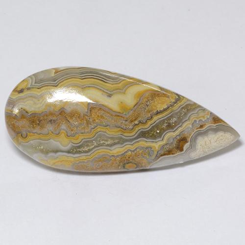 14.09캐럿 천연 멀티컬러 재스퍼, 배 모양, 32.2×14.4 mm, 불투명체
