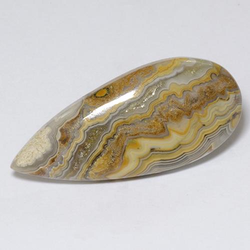 14.09캐럿 천연 멀티컬러 재스퍼, 배 모양, 32.2×14.4 mm, 불투명체
