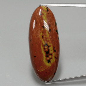 17.43캐럿 천연 멀티컬러 재스퍼, 타원형 컷, 32.4×13.4 mm, 불투명체