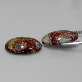 캐럿 천연 다색 벽옥 보석, 타원형 컷, 불투명체