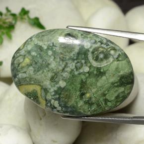 30.39캐럿 천연 멀티컬러 재스퍼, 타원형 컷, 32.8×23.4 mm, 불투명체