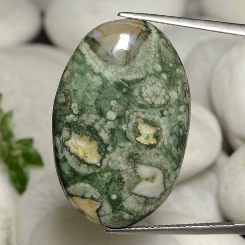 25.06캐럿 천연 다색 벽옥, 타원형 컷, 불투명체