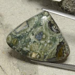 24.33캐럿 천연 멀티컬러 재스퍼, 배 모양, 28.9×22.7 mm, 불투명체
