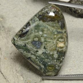 24.33캐럿 천연 멀티컬러 재스퍼, 배 모양, 28.9×22.7 mm, 불투명체