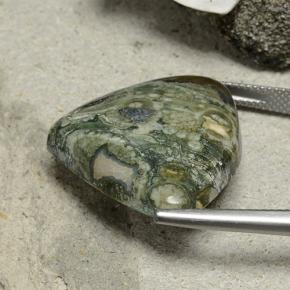 24.33캐럿 천연 멀티컬러 재스퍼, 배 모양, 28.9×22.7 mm, 불투명체
