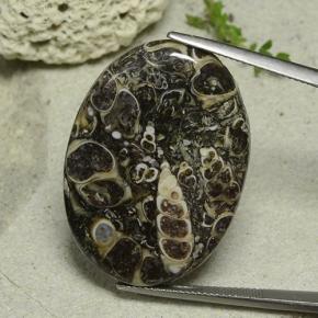 33.14캐럿 천연 멀티컬러 재스퍼, 타원형 컷, 34.8×24.5 mm, 불투명체
