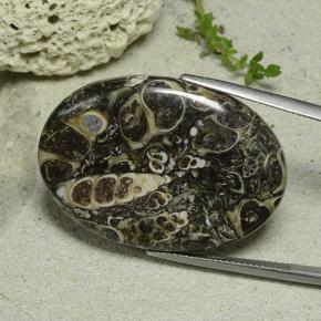 33.14캐럿 천연 멀티컬러 재스퍼, 타원형 컷, 34.8×24.5 mm, 불투명체