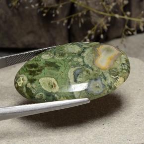 28.73캐럿 천연 다색 벽옥, 타원형 컷, 불투명체