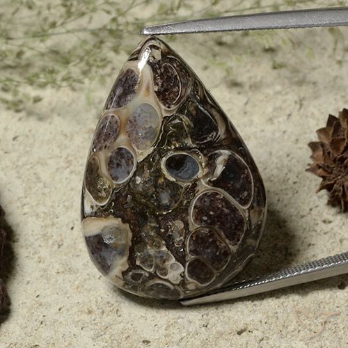 25.71ct 자연스러운 다색 벽옥, 배 모양, 불투명체