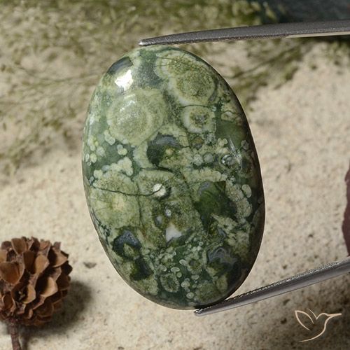 33.81ct 자연스러운 다색 벽옥, 타원형, 불투명체