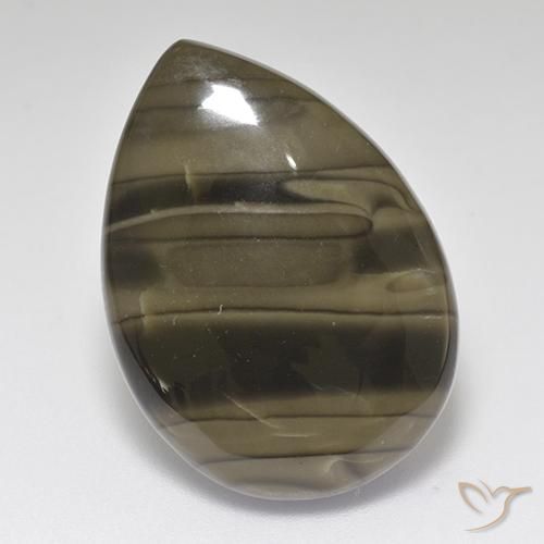 18.22ct 자연스러운 연한 갈색 벽옥, 배 모양, 불투명체