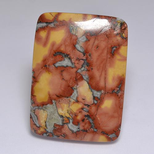 67.84캐럿 천연 멀티컬러 재스퍼, 쿠션 컷, 37.7×27.8 mm, 불투명체