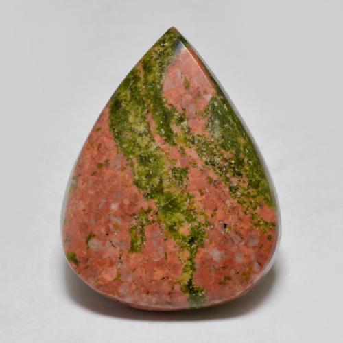 13.09캐럿 천연 멀티컬러 재스퍼, 배 모양, 21.3×16.5 mm, 불투명체