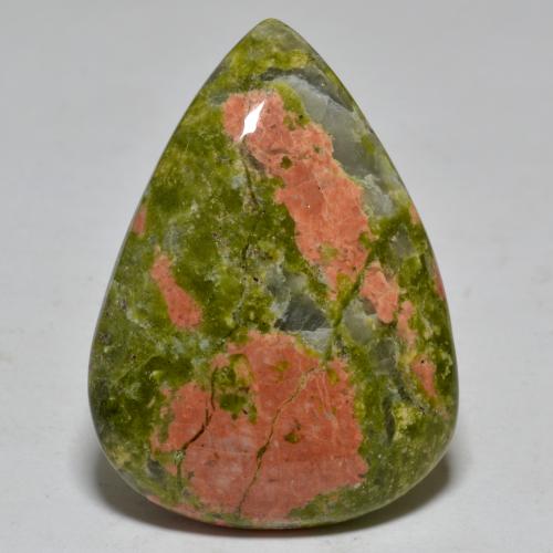 24.54캐럿 천연 다색 벽옥, 배 모양, 불투명체