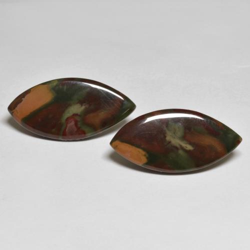 14.34캐럿 천연 멀티컬러 재스퍼 보석, 마퀴즈, 22.9×11.2 mm, 불투명체