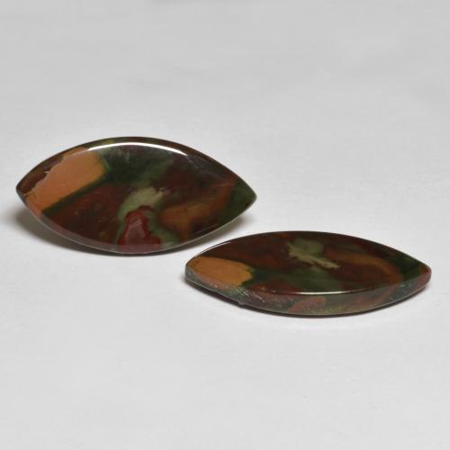 14.34캐럿 천연 멀티컬러 재스퍼 보석, 마퀴즈, 22.9×11.2 mm, 불투명체