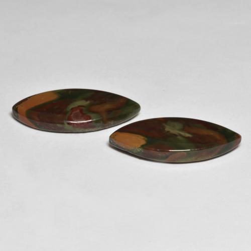 14.34캐럿 천연 멀티컬러 재스퍼 보석, 마퀴즈, 22.9×11.2 mm, 불투명체