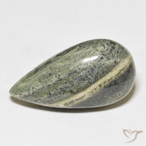 25.49ct 자연스러운 다색 벽옥, 배 모양, 불투명체