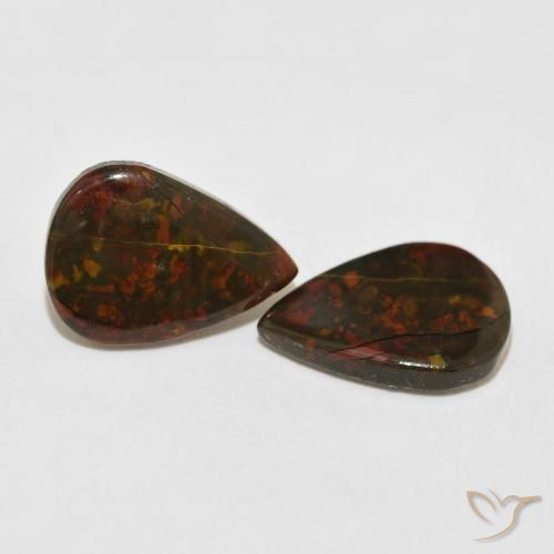 8.28캐럿 천연 멀티컬러 재스퍼 보석, 배 모양, 15.3×11.1 mm, 불투명체