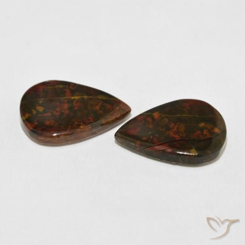 8.28캐럿 천연 멀티컬러 재스퍼 보석, 배 모양, 15.3×11.1 mm, 불투명체