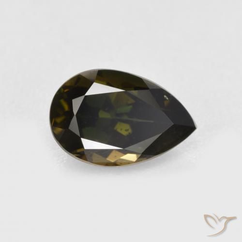 1.05ct 자연스러운 녹갈색 코너루파인, 배 모양, VVS-VS