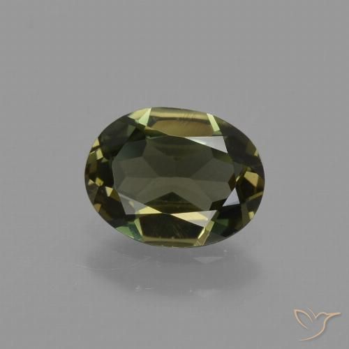 0.75ct 자연스러운 갈색을 띤 녹색 코너루파인, 타원형, VVS-VS