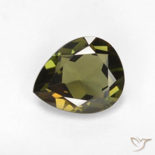 0.71ct 자연스러운 짙은 녹색 코너루파인, 배 모양, VVS