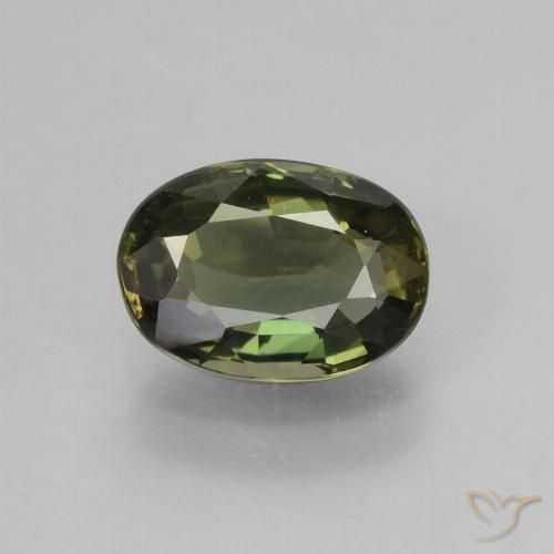 1.68ct 자연스러운 딥 어스 그린 코너루파인, 타원형, VVS-VS