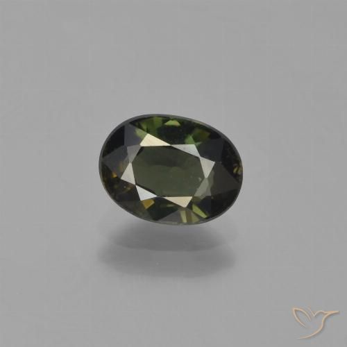 1.24ct 자연스러운 짙은 녹색 코너루파인, 타원형, VVS