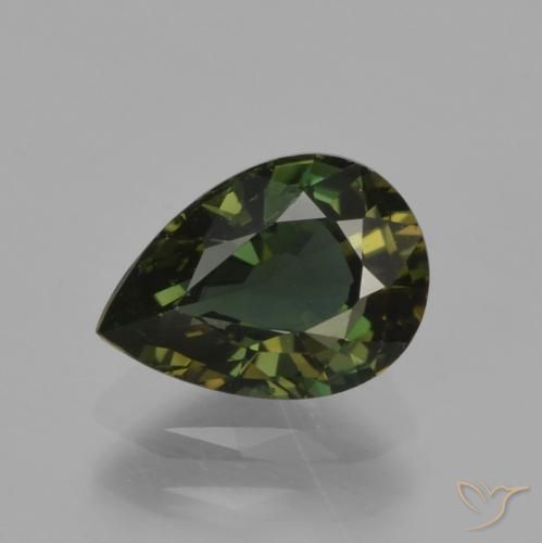 1.16ct 자연스러운 갈색을 띤 녹색 코너루파인, 배 모양, VVS-VS