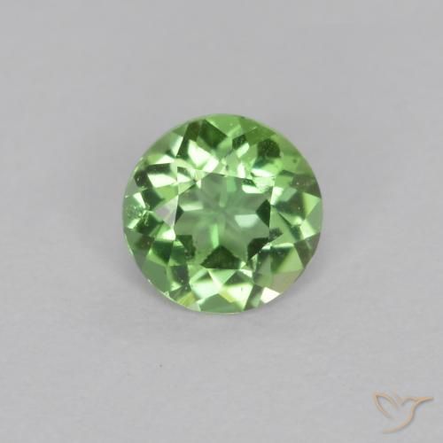 0.13ct 자연스러운 연한 초록색 코너루파인, 둥근, VS