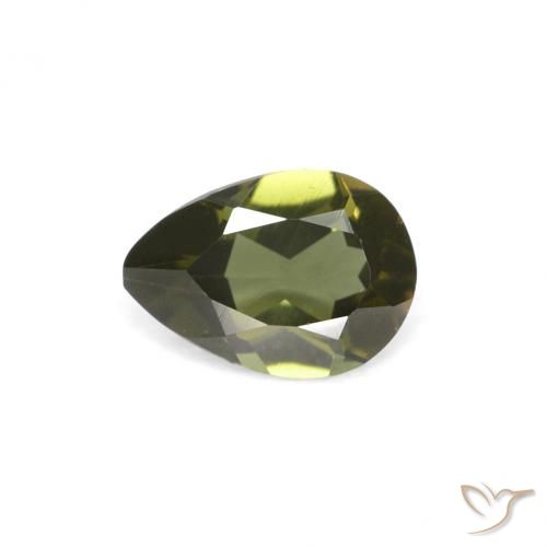 0.34ct 자연스러운 짙은 녹색 코너루파인, 배 모양, VVS
