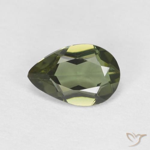 0.34ct 자연스러운 딥그린 코너루파인, 배 모양, VVS