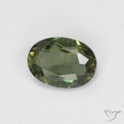 0.32ct 자연스러운 딥 어스 그린 코너루파인, 타원형, VS-SI