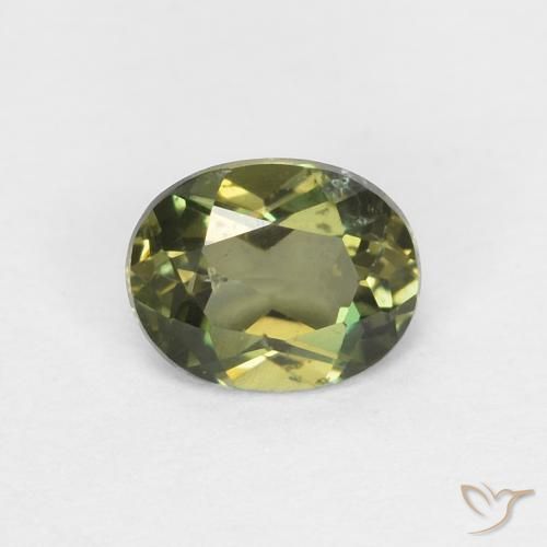 0.38ct 자연스러운 딥 어스 그린 코너루파인, 타원형, VS