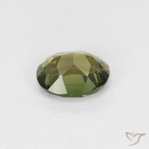 0.36캐럿 천연 Medium Dark-Green 코너루파인, 타원형, VVS