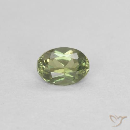 0.13ct 자연스러운 따뜻한 포레스트 그린 코너루파인, 타원형, VVS-VS