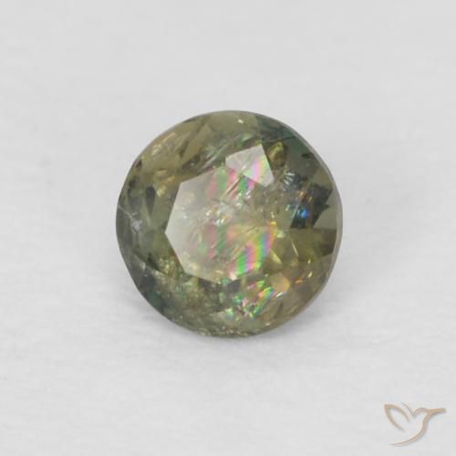 0.11캐럿 천연 Medium Dark-Green 코너루파인, 둥근, VS-SI