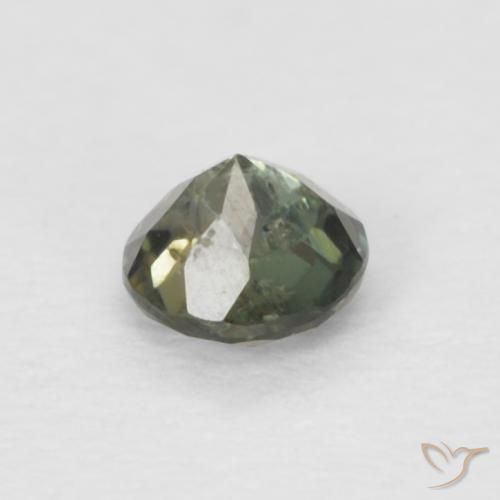 0.11캐럿 천연 Medium Dark-Green 코너루파인, 둥근, VS-SI
