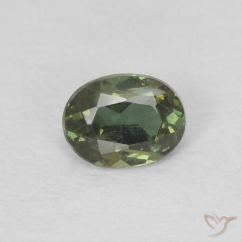 0.16ct 자연스러운 Medium Dark-Green 코너루파인, 타원형, VS