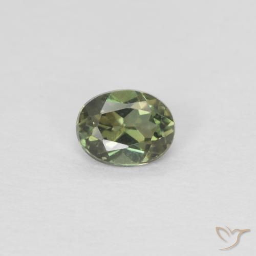 0.16ct 자연스러운 미디엄 그린 코너루파인, 타원형, VVS-VS