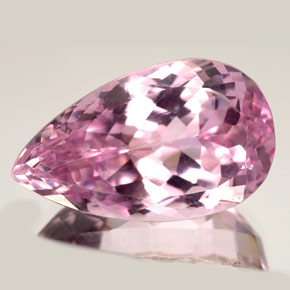 27.82캐럿 천연 핑크 쿤자이트, 배 모양, 23.9×14.2 mm, VS