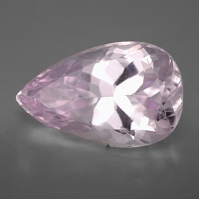 11.22캐럿 천연 핑크 쿤자이트, 배 모양, 18.5×11.6 mm, VVS
