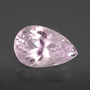 4.09캐럿 천연 핑크 쿤자이트, 배 모양, 12.6×8.1 mm, VVS