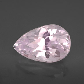 4.09캐럿 천연 핑크 쿤자이트, 배 모양, 12.6×8.1 mm, VVS