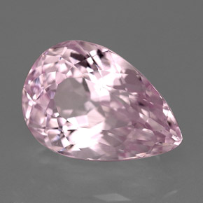 7.87캐럿 천연 핑크 쿤자이트, 배 모양, 14.8×10.2 mm, VVS-VS