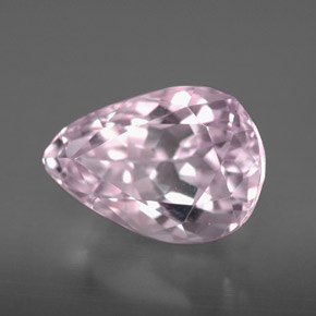 5.60캐럿 천연 핑크 쿤자이트, 배 모양, 12.6×8.8 mm, VVS